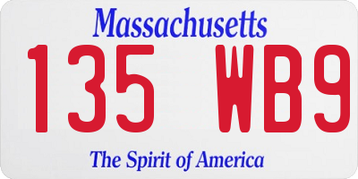 MA license plate 135WB9