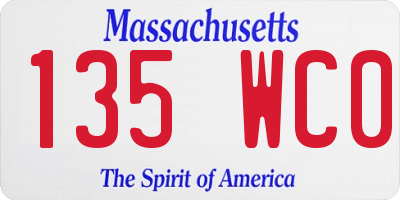 MA license plate 135WC0