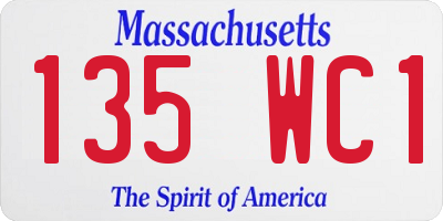MA license plate 135WC1