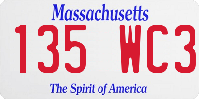 MA license plate 135WC3