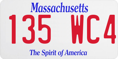 MA license plate 135WC4
