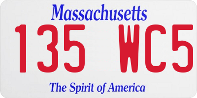 MA license plate 135WC5