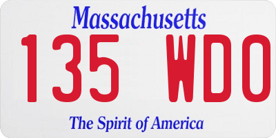 MA license plate 135WD0
