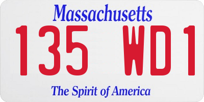 MA license plate 135WD1