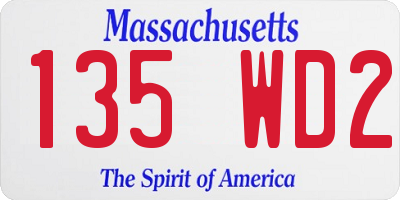 MA license plate 135WD2