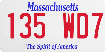 MA license plate 135WD7