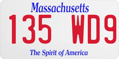 MA license plate 135WD9