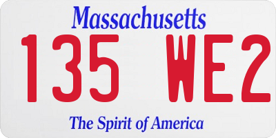 MA license plate 135WE2