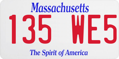 MA license plate 135WE5
