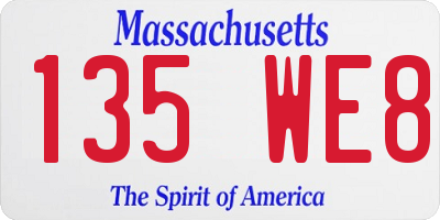 MA license plate 135WE8