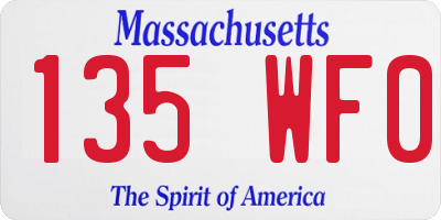 MA license plate 135WF0