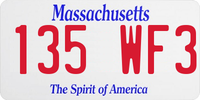 MA license plate 135WF3
