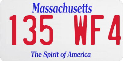 MA license plate 135WF4