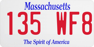 MA license plate 135WF8