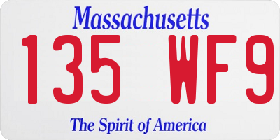 MA license plate 135WF9