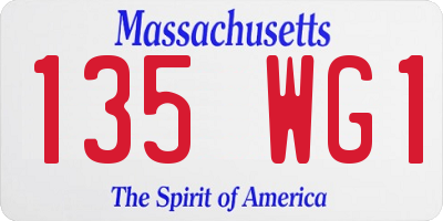 MA license plate 135WG1
