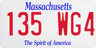 MA license plate 135WG4