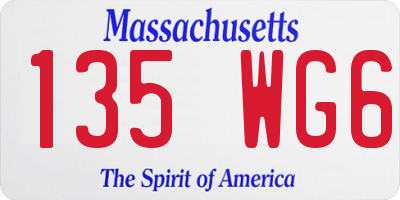 MA license plate 135WG6