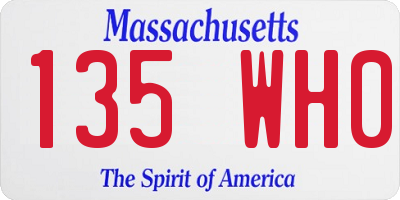 MA license plate 135WH0