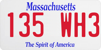 MA license plate 135WH3