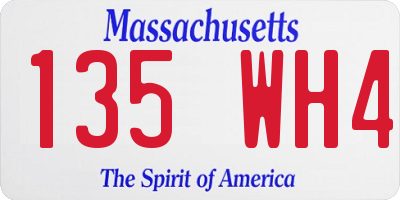 MA license plate 135WH4