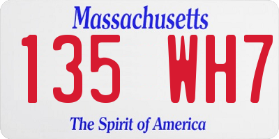 MA license plate 135WH7