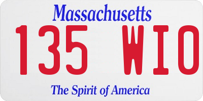 MA license plate 135WI0