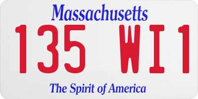 MA license plate 135WI1