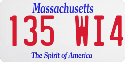 MA license plate 135WI4