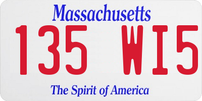 MA license plate 135WI5