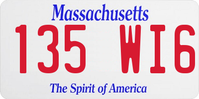 MA license plate 135WI6