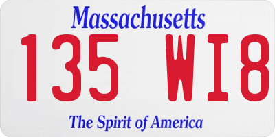 MA license plate 135WI8