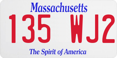 MA license plate 135WJ2