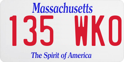 MA license plate 135WK0