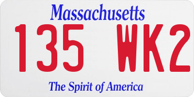 MA license plate 135WK2