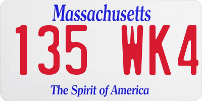 MA license plate 135WK4