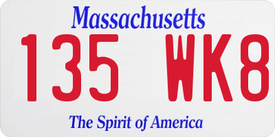 MA license plate 135WK8