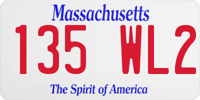 MA license plate 135WL2