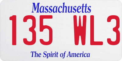 MA license plate 135WL3