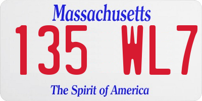 MA license plate 135WL7
