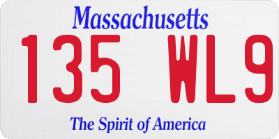 MA license plate 135WL9