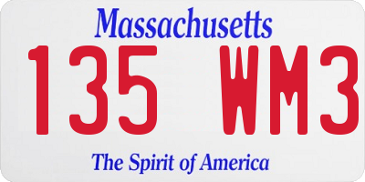 MA license plate 135WM3