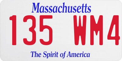MA license plate 135WM4