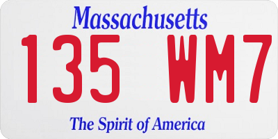 MA license plate 135WM7