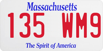MA license plate 135WM9