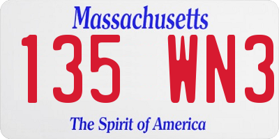 MA license plate 135WN3