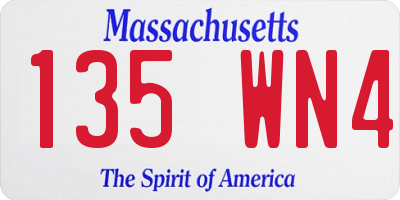 MA license plate 135WN4