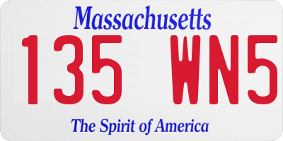 MA license plate 135WN5