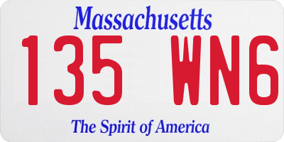 MA license plate 135WN6
