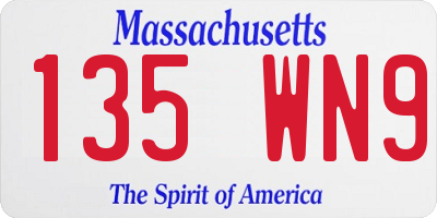 MA license plate 135WN9